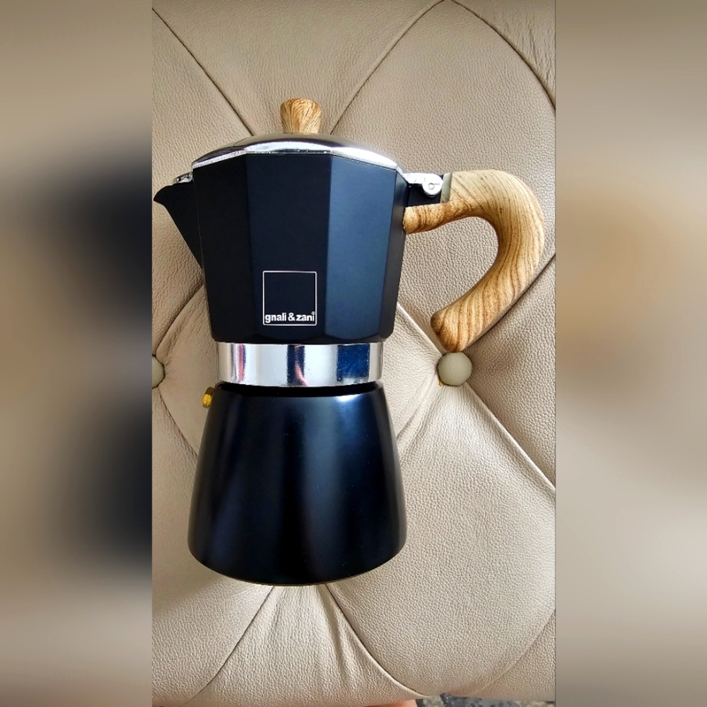 Gnail & Zani Stove Top Espresso Coffee Maker With Induction Bottom 6 cups Black